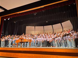 students on a stage